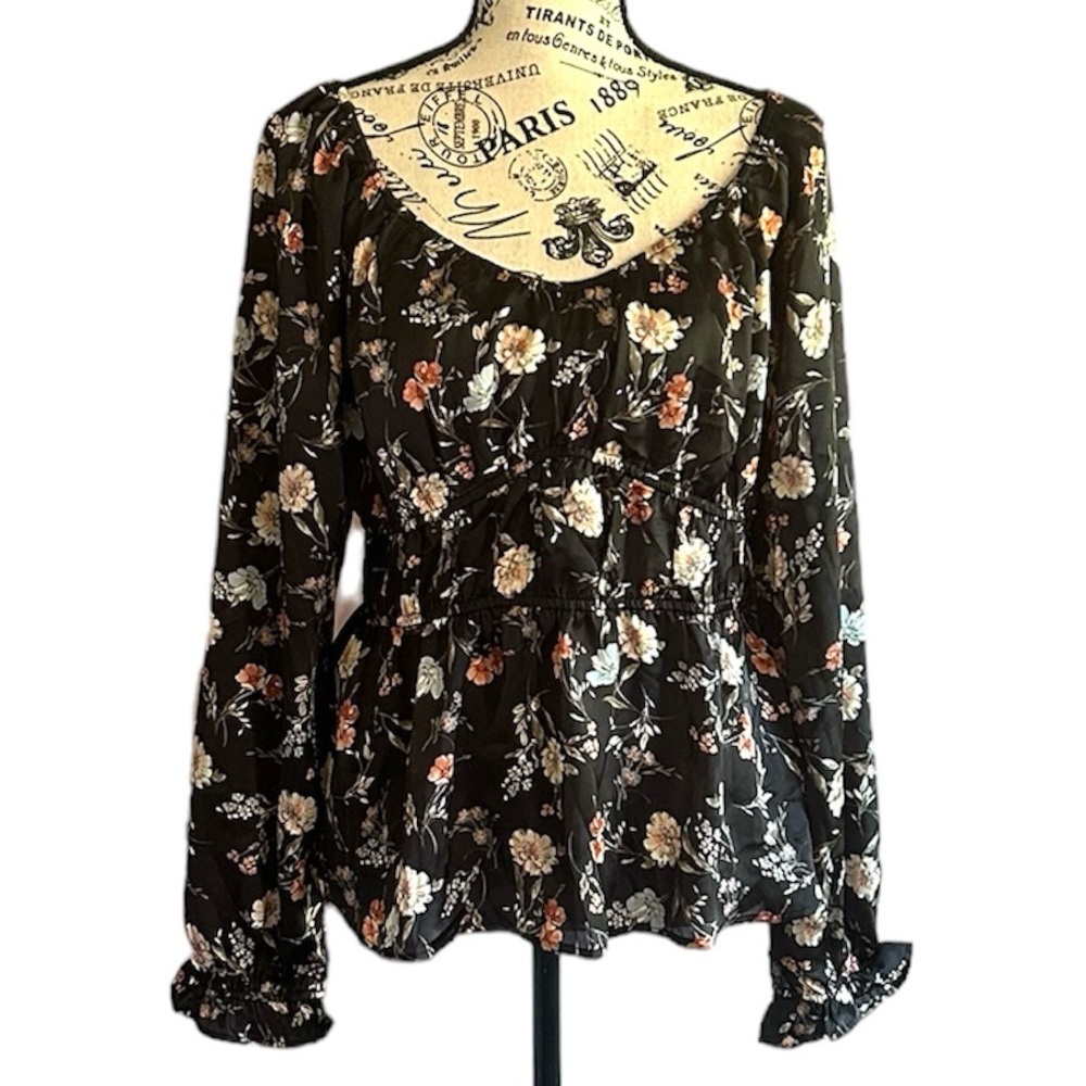 Papermoon Floral Peplum Off Shoulder Blouse Size Large